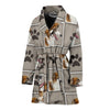 Borzoi dog With Paws Print Women's Bath Robe-Free Shipping