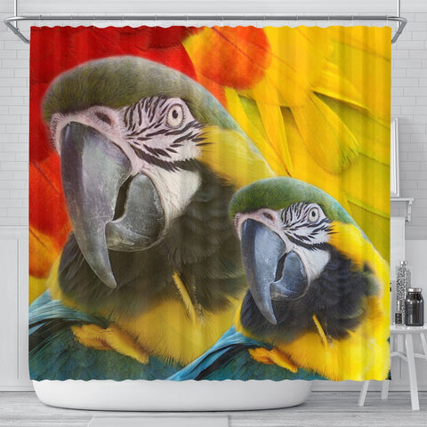 Blue and Yellow Macaw Print Shower Curtain-Free Shipping