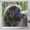 Grey Newfoundland Dog Print Shower Curtain-Free Shipping