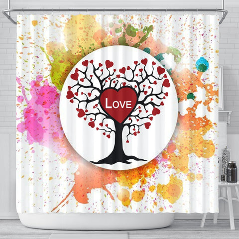 Colorful Love Tree Print Shower Curtain-Free Shipping