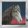 Amazing Friesian horse Print Shower Curtain-Free Shipping