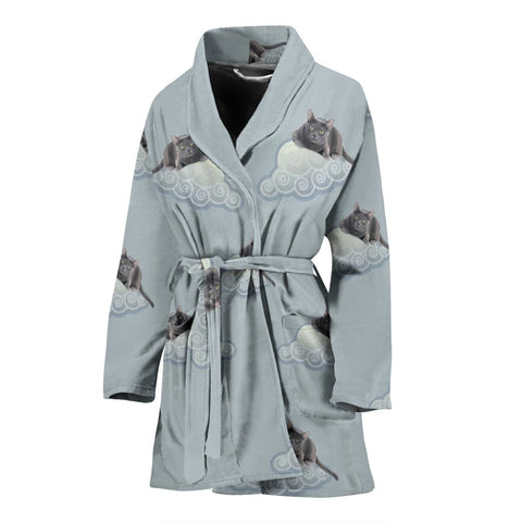 Korat Cat Print Women's Bath Robe-Free Shipping