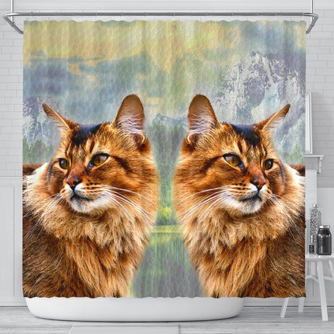 Amazing Somali Cat Print Shower Curtains-Free Shipping