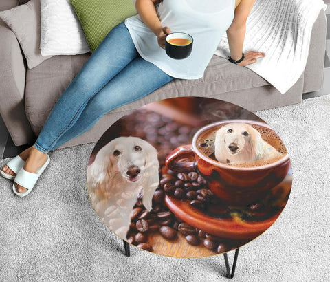 Afghan Hound Print Circular Coffee Table
