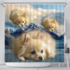 Pomeranian Dog Print Shower Curtains-Free Shipping