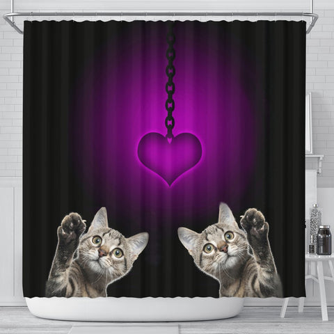 Dragon Li Cat Print Shower Curtain-Free Shipping
