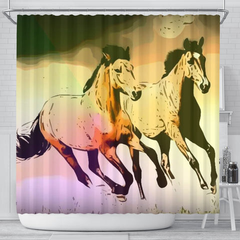 Mountain Pleasure Horse Print Shower Curtain-Free Shipping