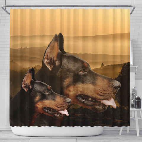 Dobermann Print Shower Curtains-Free Shipping