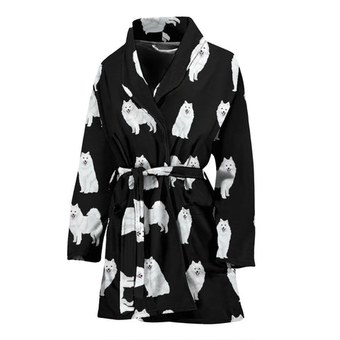 American Eskimo Dog Pattern Print Women's Bath Robe-Free Shipping