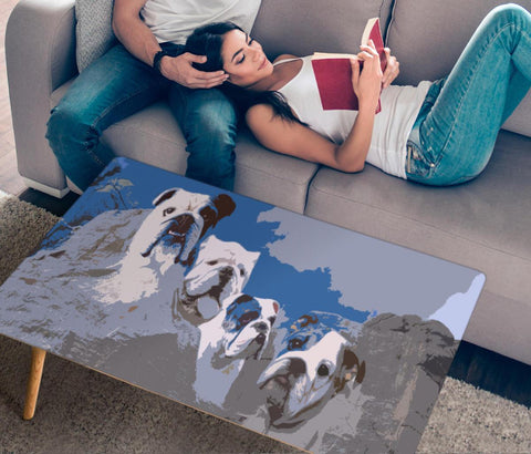 Bulldog Mount Rushmore Print Rectangular Coffee Table