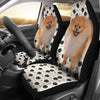 Black White Pomeranian Dog Patterns Print Car Seat Covers-Free Shipping