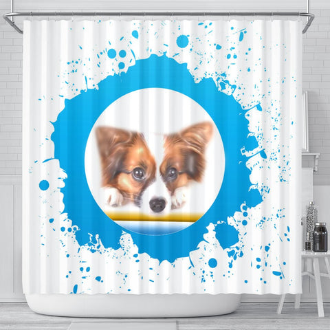 Cute Papillon Dog Print Shower Curtain-Free Shipping