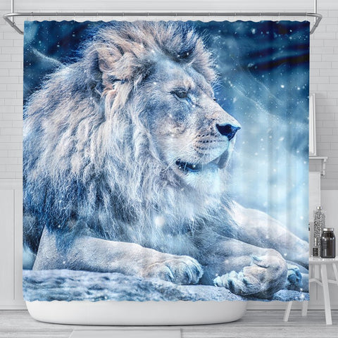 Snowy Lion Print Shower Curtains-Free Shipping