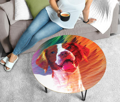 Brittany Dog Print Circular Coffee Table