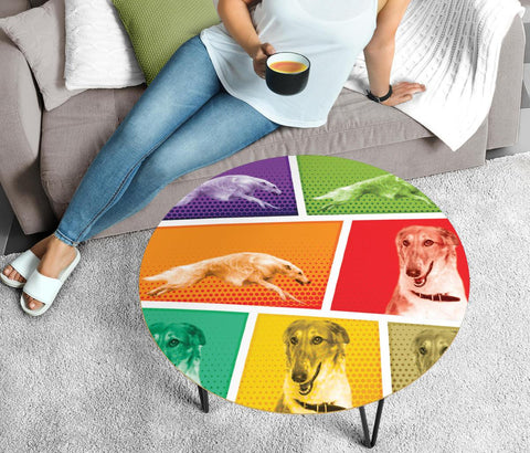 Borzoi Dog Print Circular Coffee Table