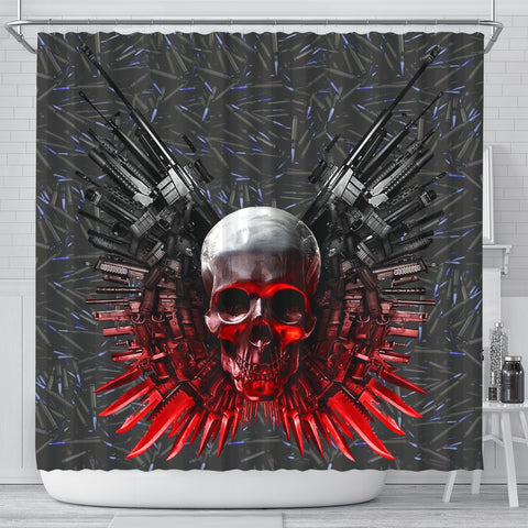 Gun And Skull Print Shower Curtains-Free Shipping