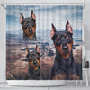 Lovely Miniature Pinscher Print Shower Curtains-Free Shipping