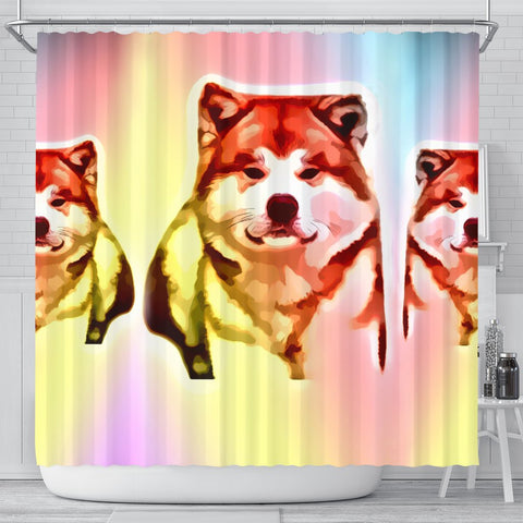 Colorful Akita Dog Print Shower Curtain-Free Shipping