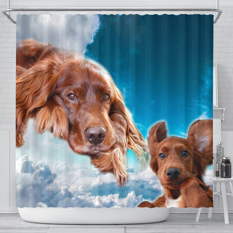 Irish Setter On Sky Blue Print Shower Curtains-Free Shipping