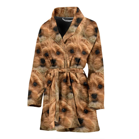 Shih-Poo Dog Print Women's Bath Robe-Free Shipping