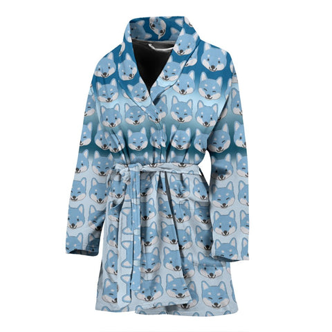 Shiba Inu Patterns Print Women's Bath Robe-Free Shipping