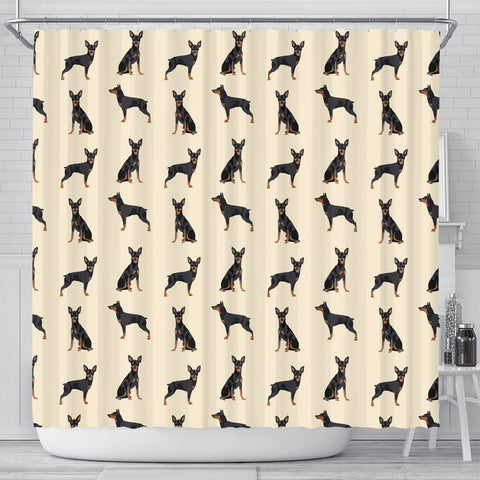 German Pinscher Dog Art Pattern Print Shower Curtains-Free Shipping