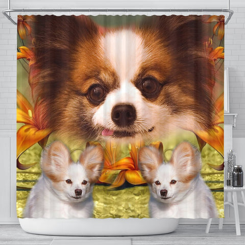Papillon Dog Print Shower Curtains-Free Shipping