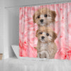 Cavapoo On Pink Print Shower Curtains-Free Shipping