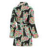 Flat-Coated Retriever Dog Floral Print Women's Bath Robe-Free Shipping