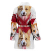 Pembroke Welsh Corgi On White Print Women's Bath Robe-Free Shipping