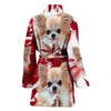Cute Chihuahua On Red Print Women's Bath Robe-Free Shipping