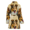 Shetland Sheepdog Print Women's Bath Robe-Free Shipping