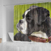 Boxer Dog Dotted Art Dog Print Shower Curtains-Free Shipping