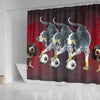 Bluetick Coonhound Playing football Print Shower Curtain-Free Shipping