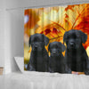 Black Labrador Print Shower Curtains-Free Shipping