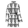 Labrador Black&White Pattern Print Women's Bath Robe-Free Shipping