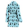 Black Labrador Pattern Print Limited Edition Women's Bath Robe-Free Shipping