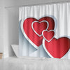 Red Heart Print Shower Curtain-Free Shipping