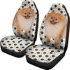 Black White Pomeranian Dog Patterns Print Car Seat Covers-Free Shipping