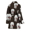 Cute Bichon Frise Dog Print Women's Bath Robe-Free Shipping
