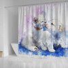 Cute Cat And Dog Love Watercolor Art Print Shower Curtains-Free Shipping