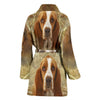 Cute Basset Hound On White Print Women's Bath Robe-Free Shipping