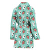 Bull Terrier Dog Floral Print Women's Bath Robe-Free Shipping
