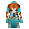 Cute Akita Dog Print Women's Bath Robe-Free Shipping