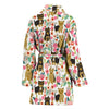 Cute Yorkshire Terrier Dog Floral Print Women's Bath Robe-Free Shipping