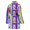 West Highland White Terrier Dog Color Pattern Print Women's Bath Robe-Free Shipping