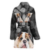 Cute Bulldog Print Women's Bath Robe-Free Shipping