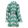 Toy Fox Terrier Dog Hearts Pattern Print Women's Bath Robe-Free Shipping