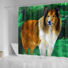 Rough Collie Dog Watercolor Art Print Shower Curtains-Free Shipping