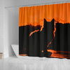 Cat Shadow Print Shower Curtain-Free Shipping